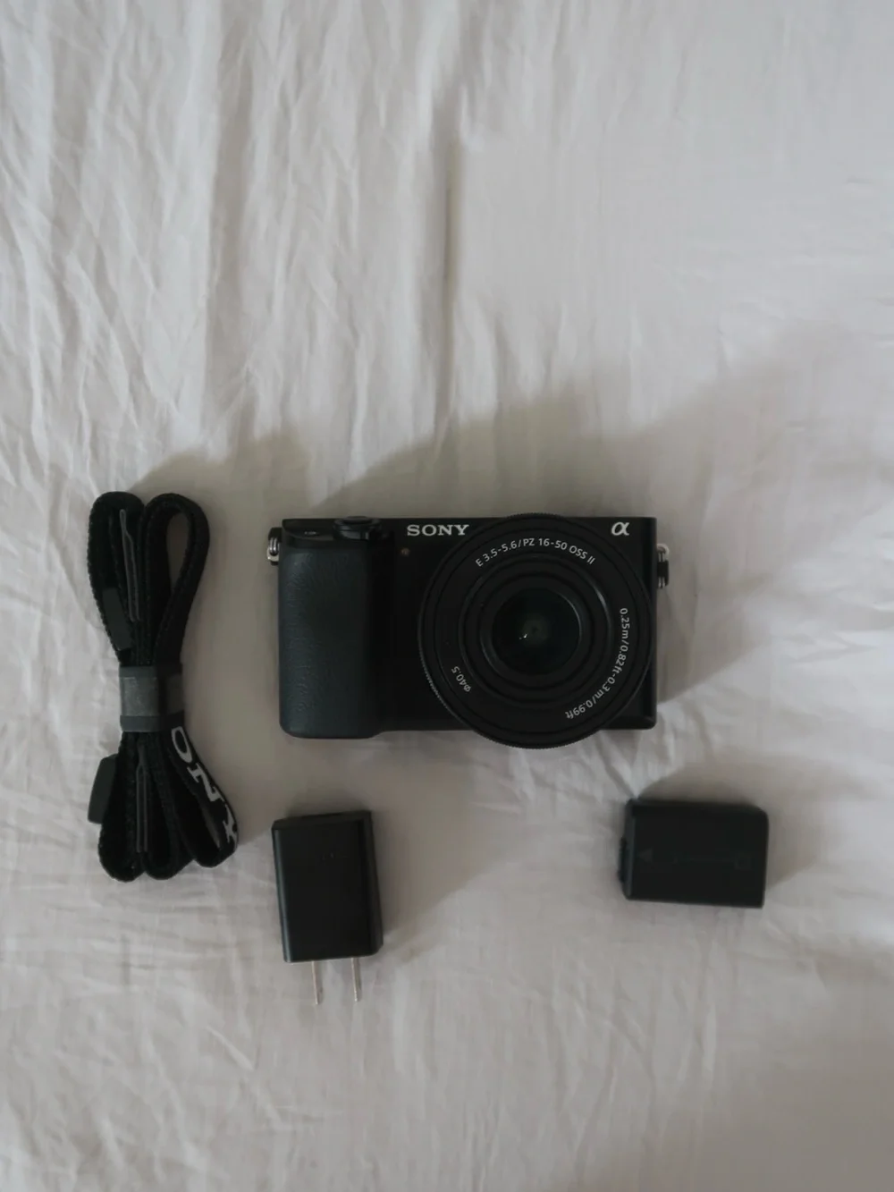 Sony Black Mirrorless Alpha Camera with 16-50mm Lens and Accessories